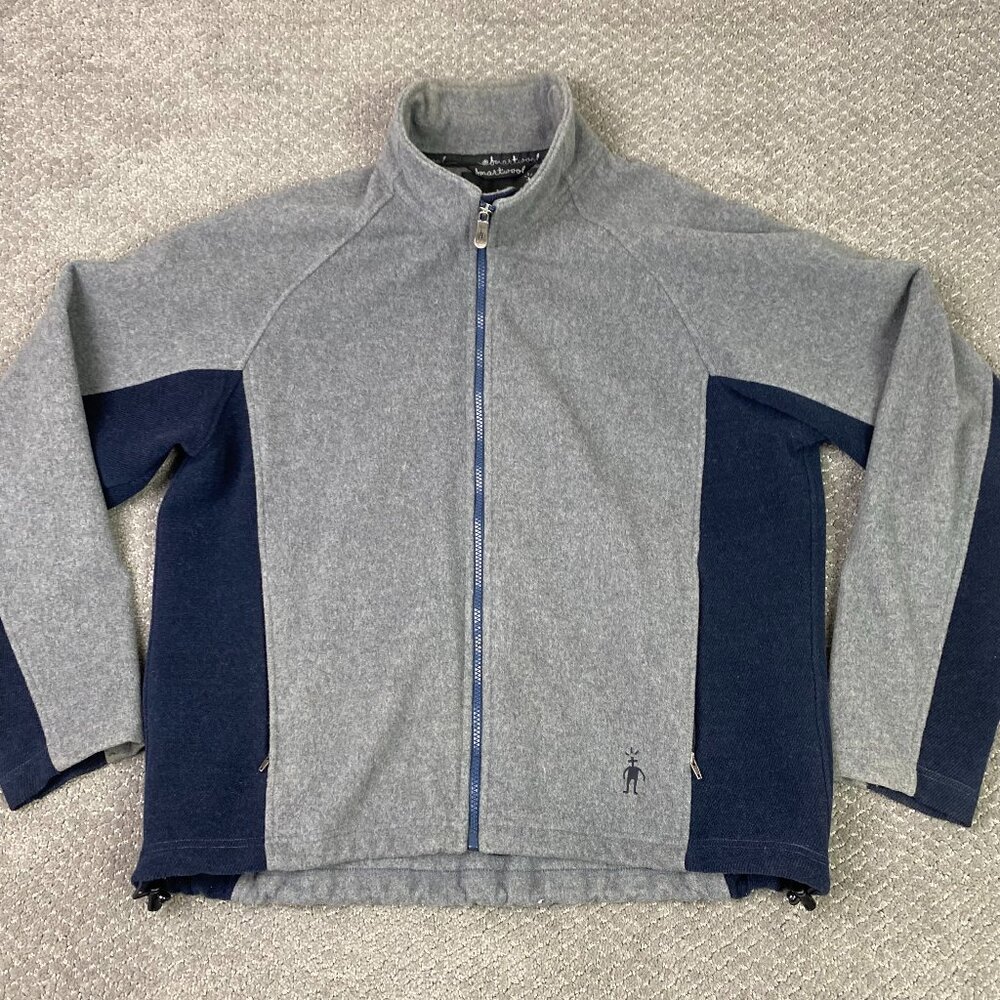 Smartwool Jacket Men's M-Lg Gray Blue Wool Fleece Style Bomber Large